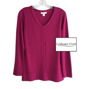 Magenta V-Neck Wool Tunic Sweater M 10-12